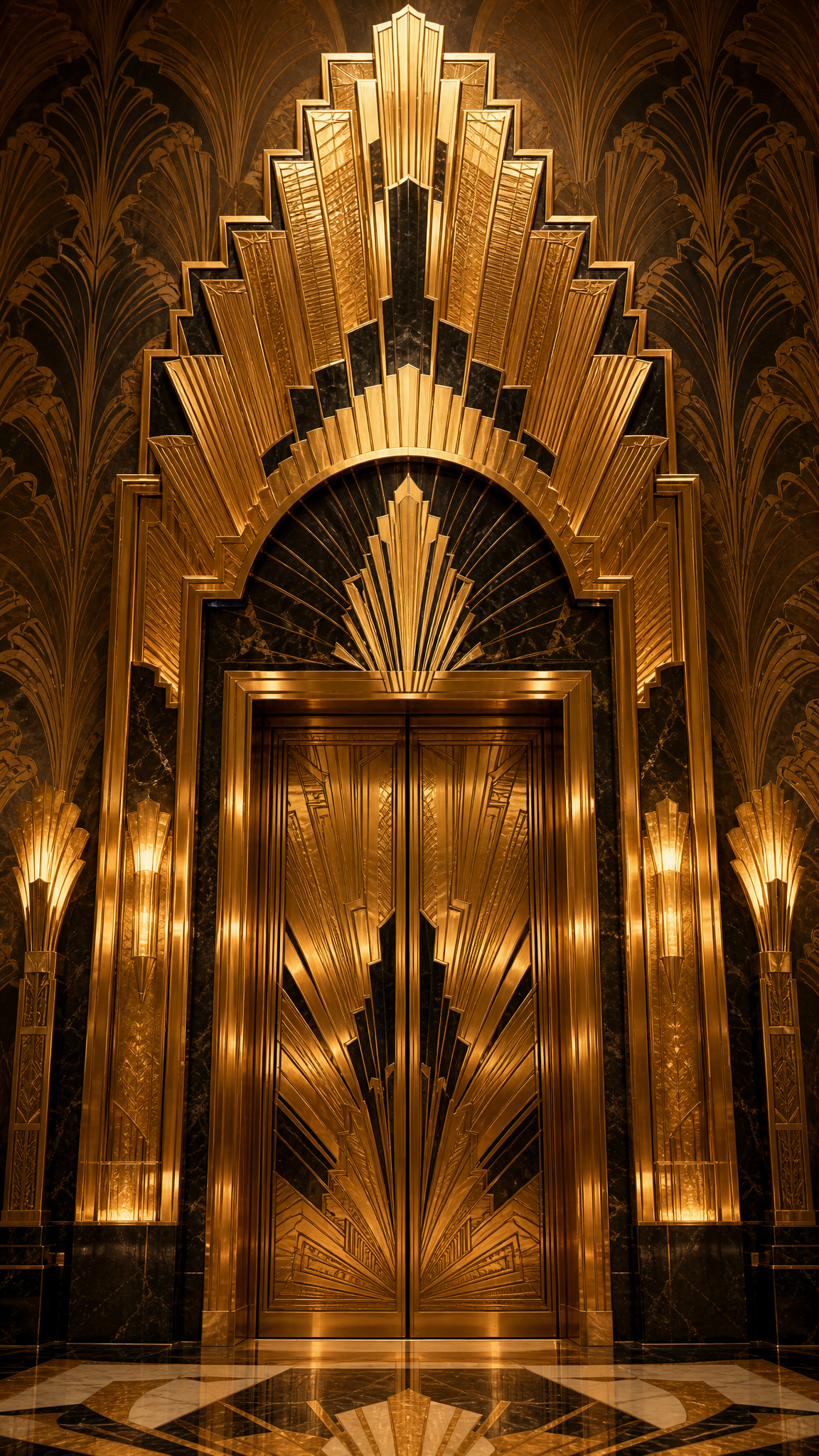 Art Deco Chevron Ornate Amber