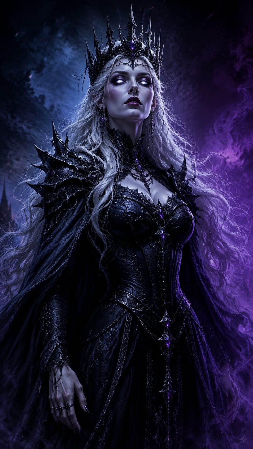 Fantasy Detailed Dark Queen Long Pale