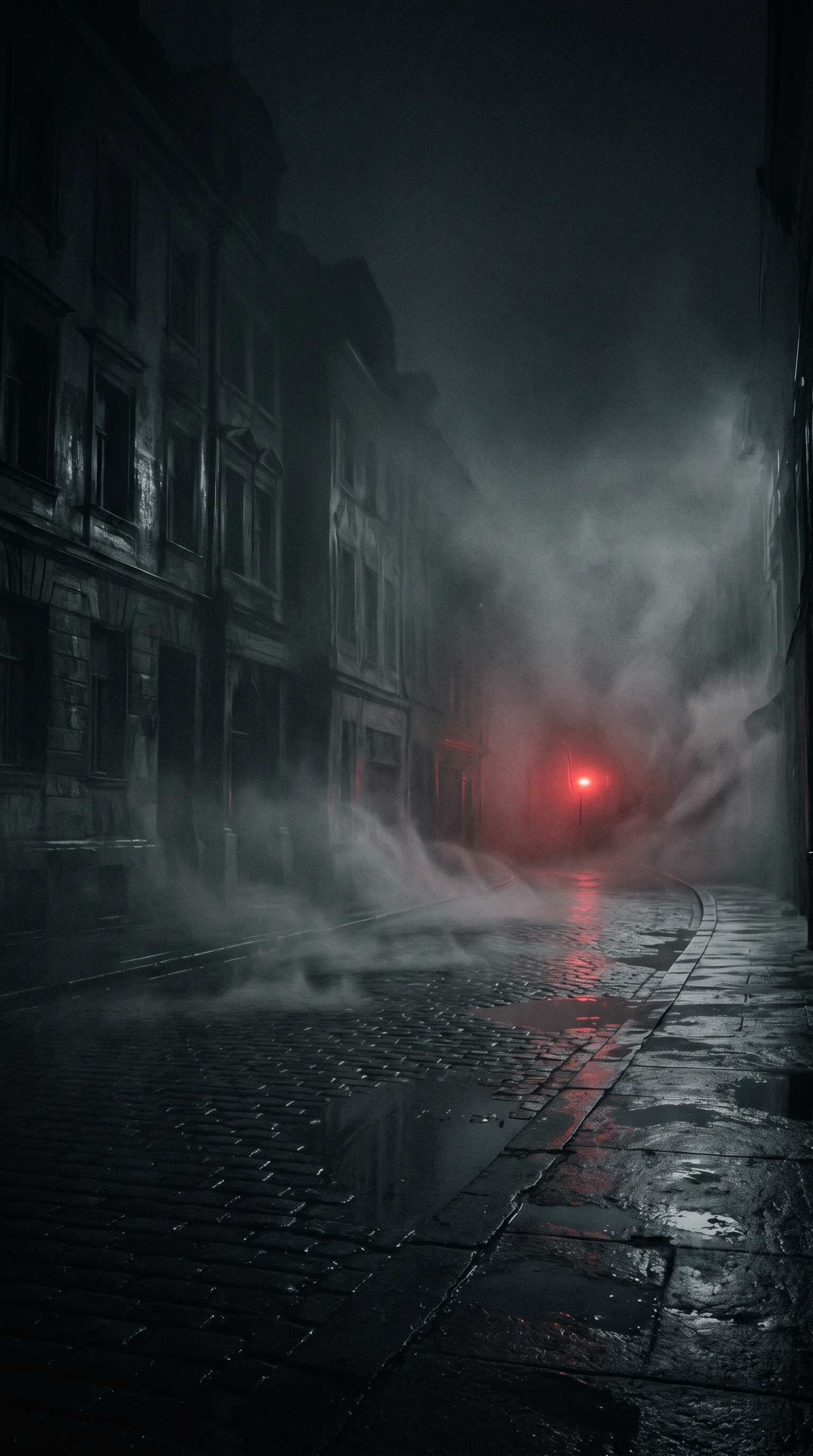 Cinematic Foggy Empty Street Red Glow