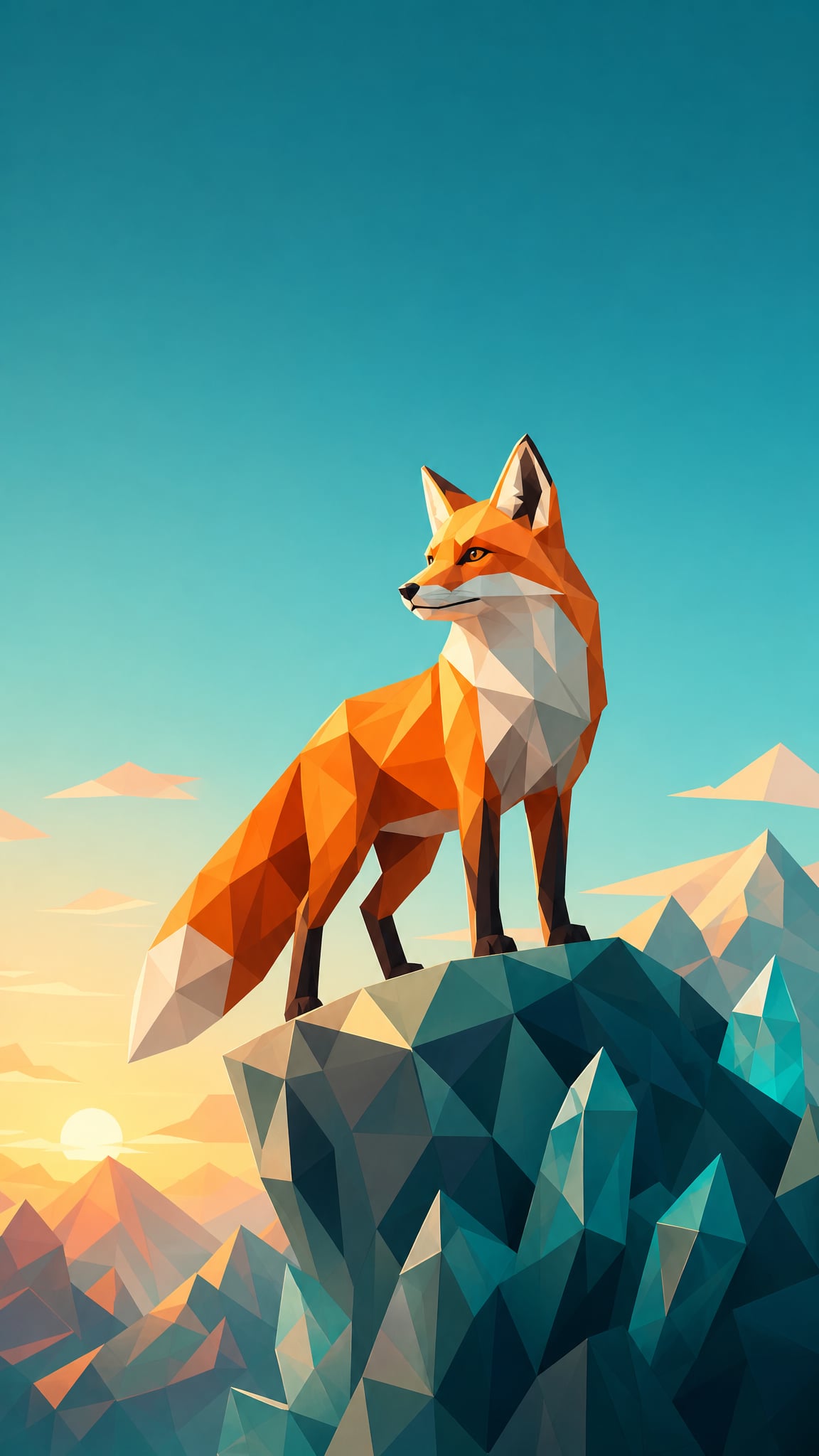 Low Poly wallpaper: Low Poly Geometric Standing Alert Faceted Crystal 093