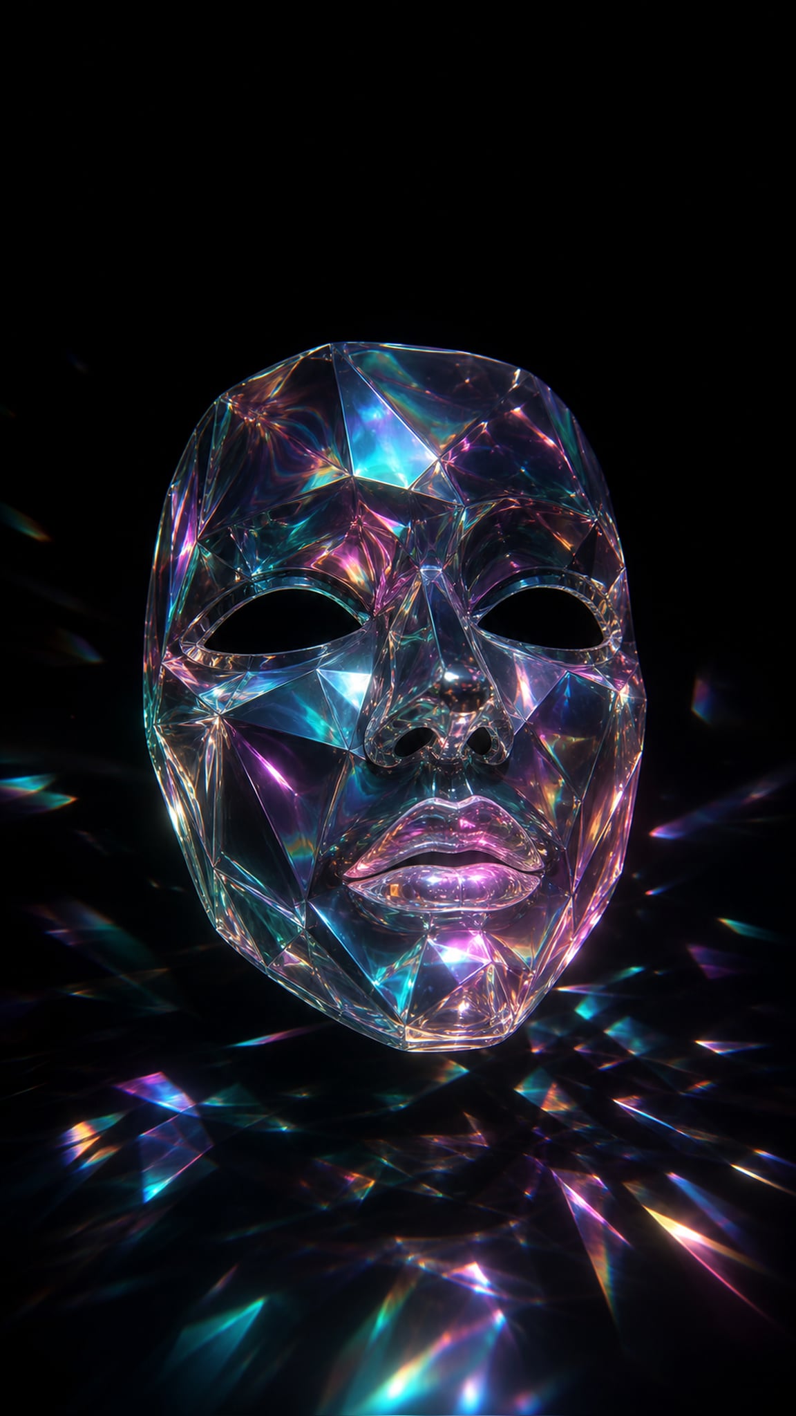 全息 wallpaper featuring Holographic Glass Mask Floating Darkness Faceted 075