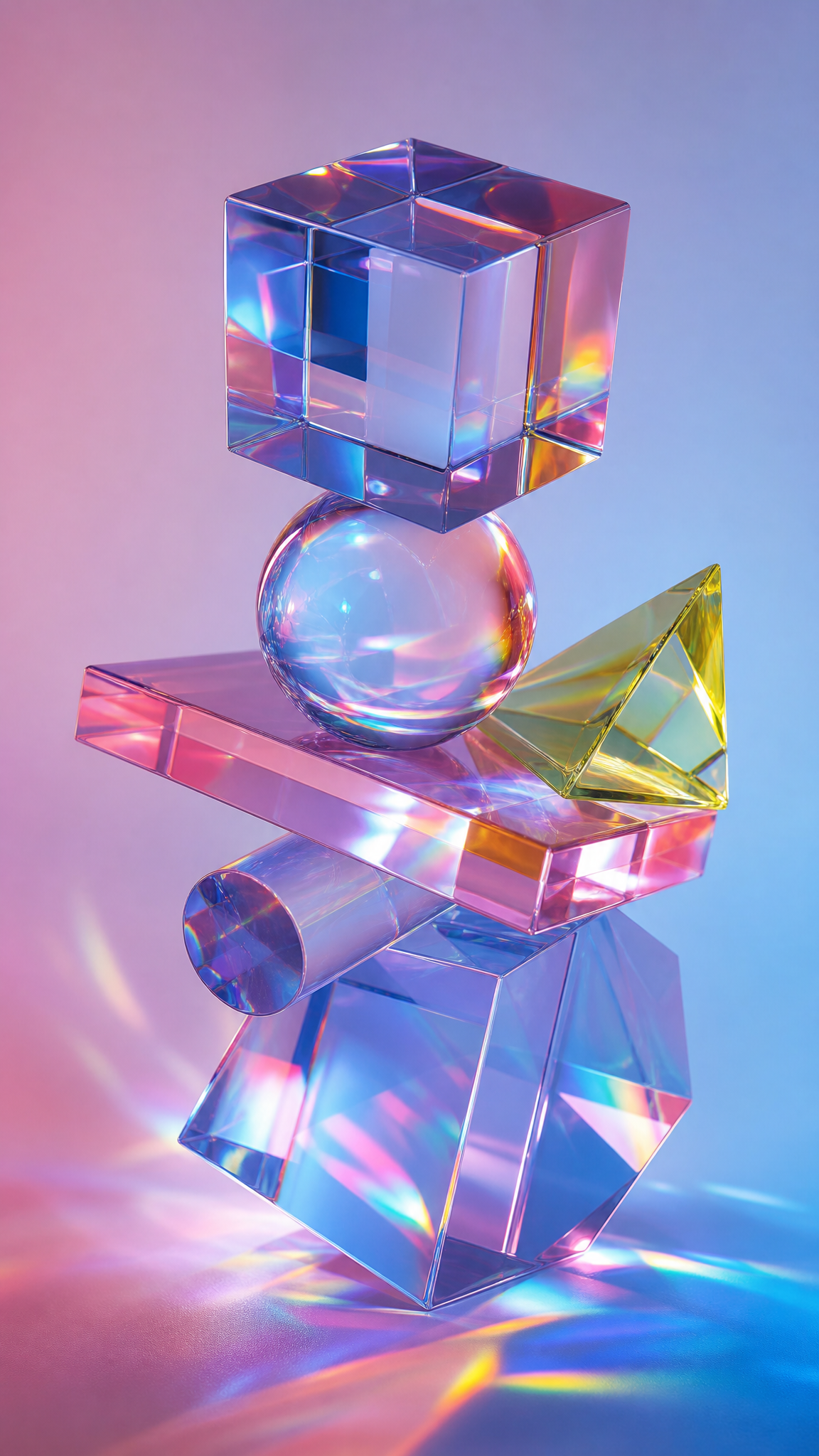 3d Render Glossy Translucent Acrylic Geometric