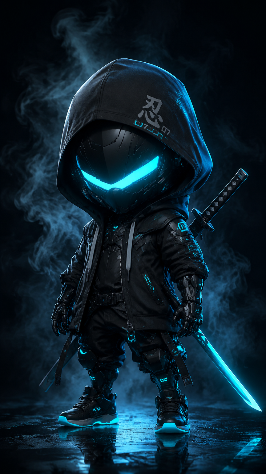 Cinematic Glowing Cyan Visor Sleek Black