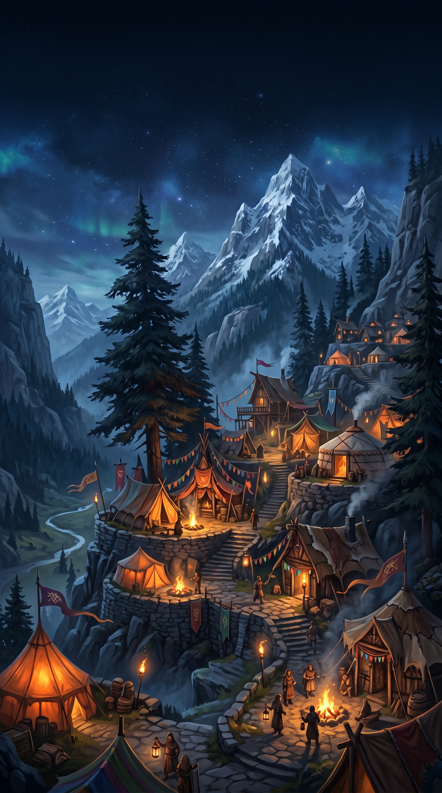 Fantasy Hidden Mountain Settlement Tents