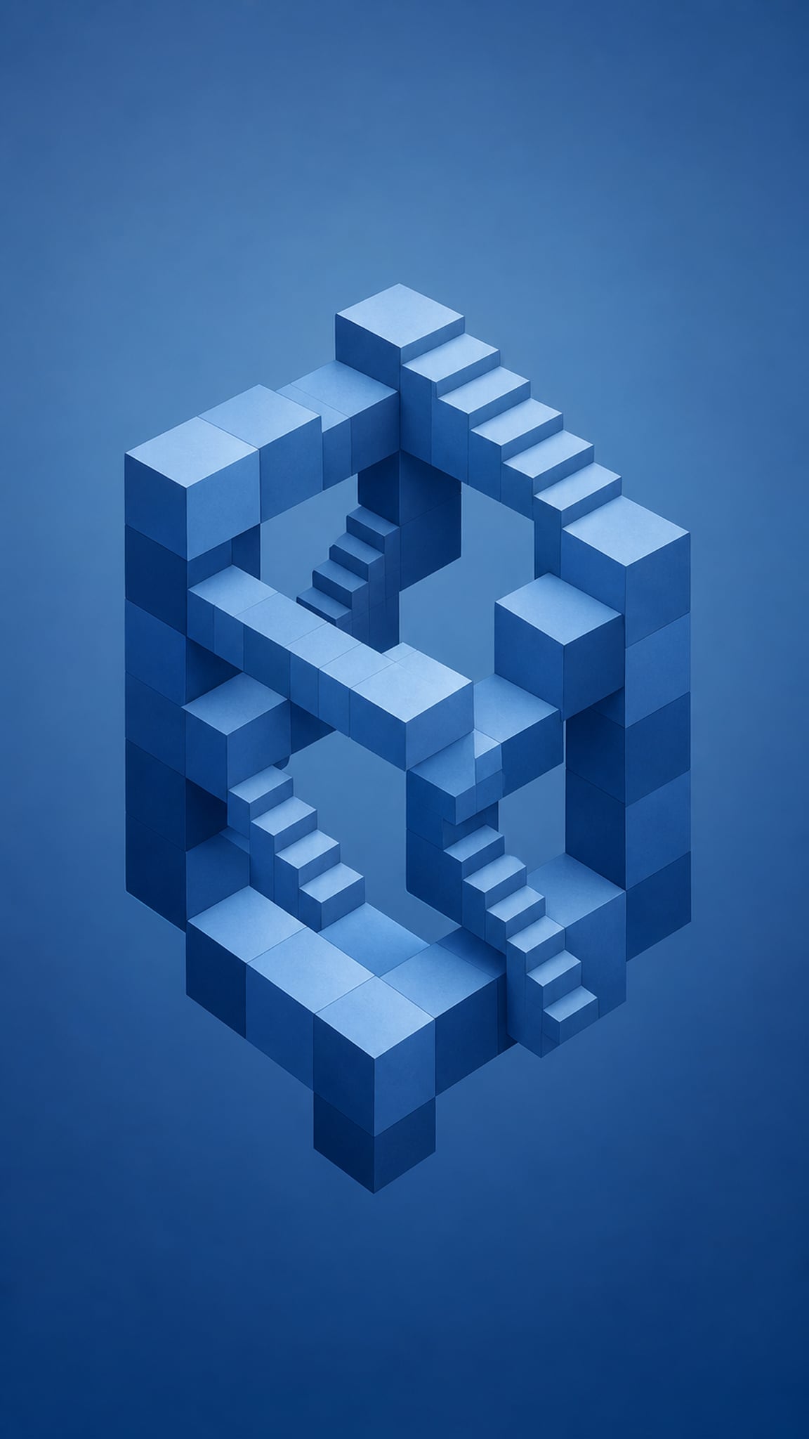 Abstract wallpaper featuring Geometric Impossible Tessellated Staircase Floating Cubes 057