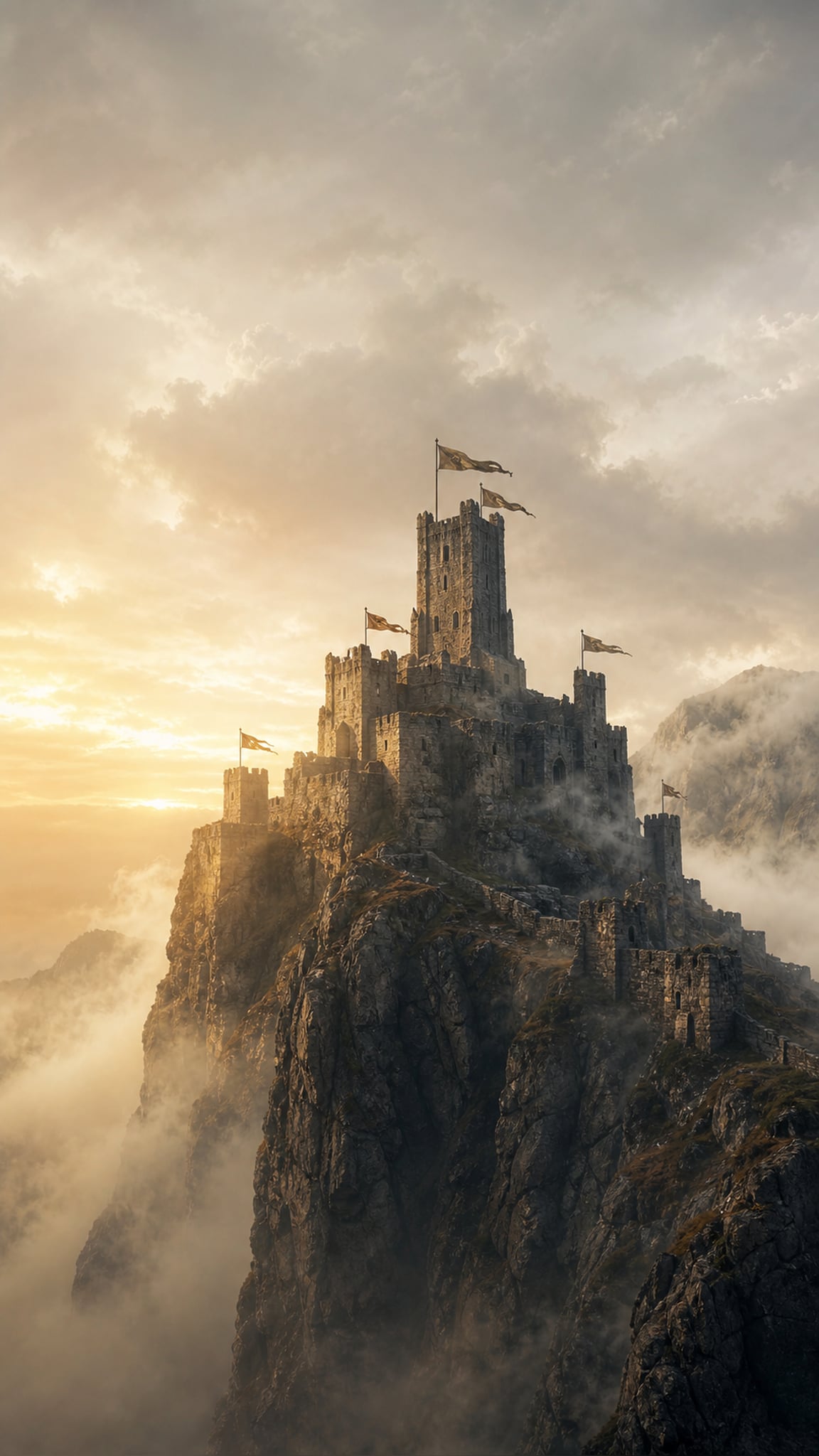 Medieval Lone Stone Castle Perched Rugged