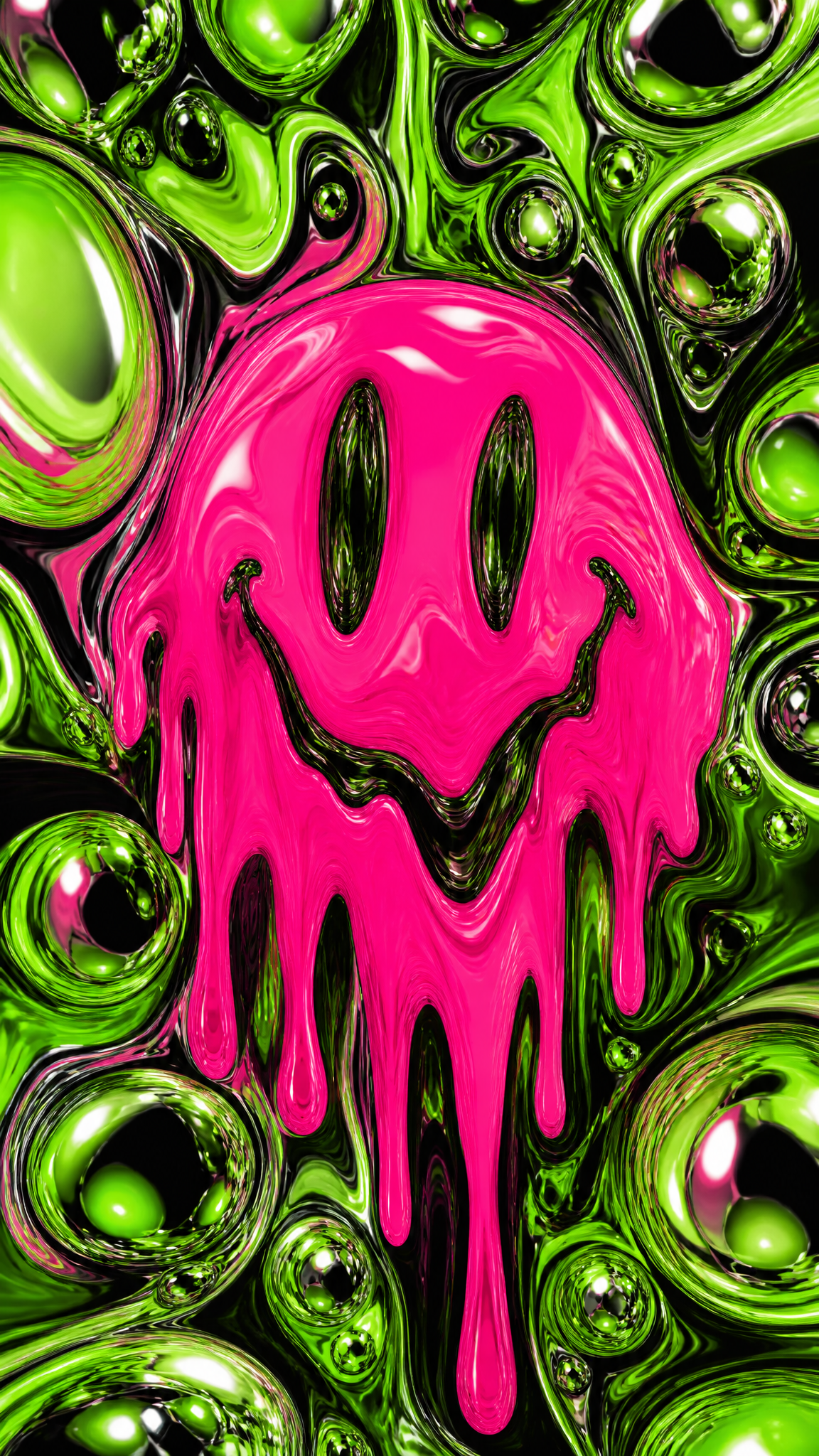 Acid Graphics Melting Distorted Smiley Face Hot