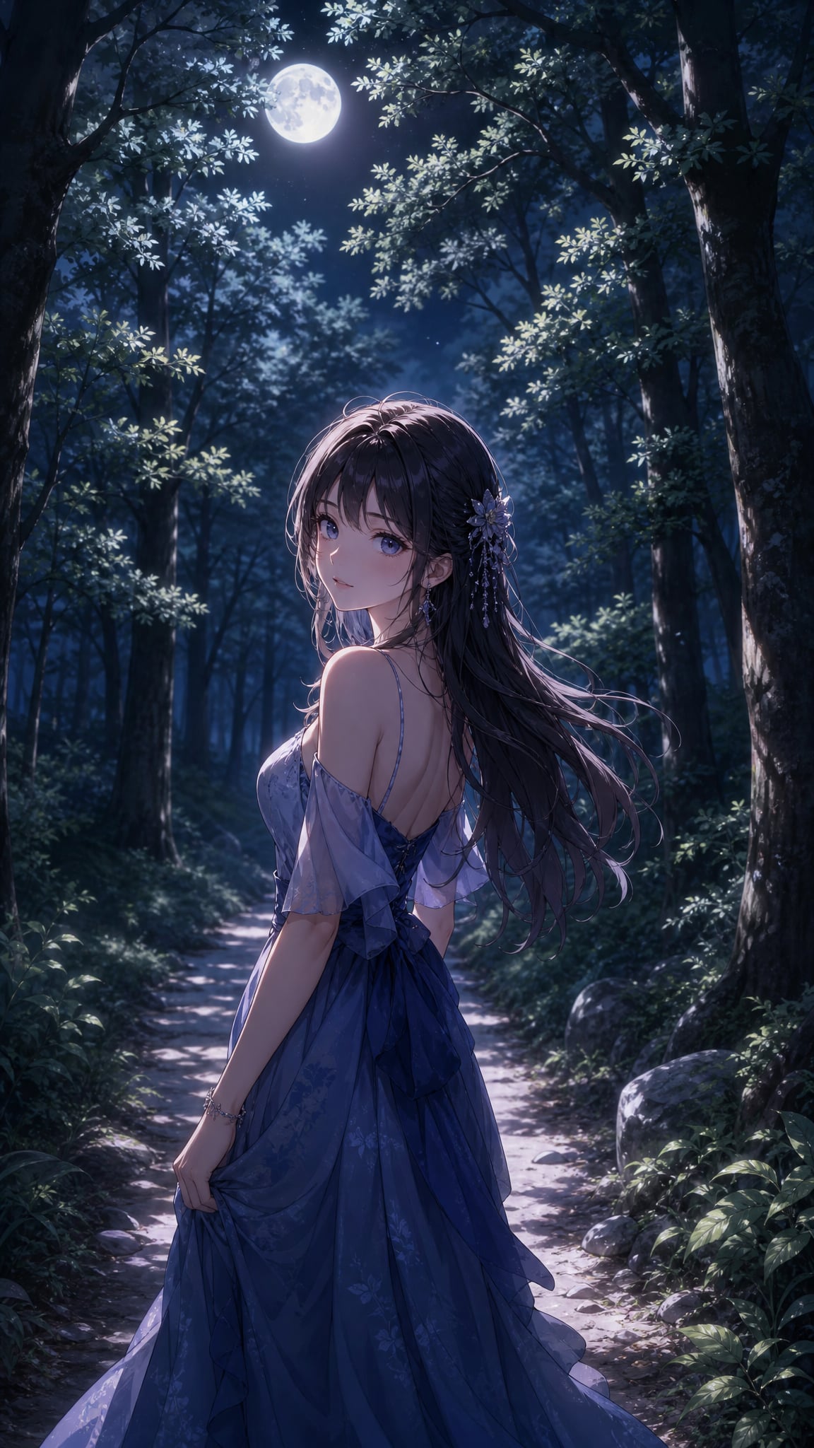 Anime wallpaper: Moonlit Forest Original Anime Character Phone Anime