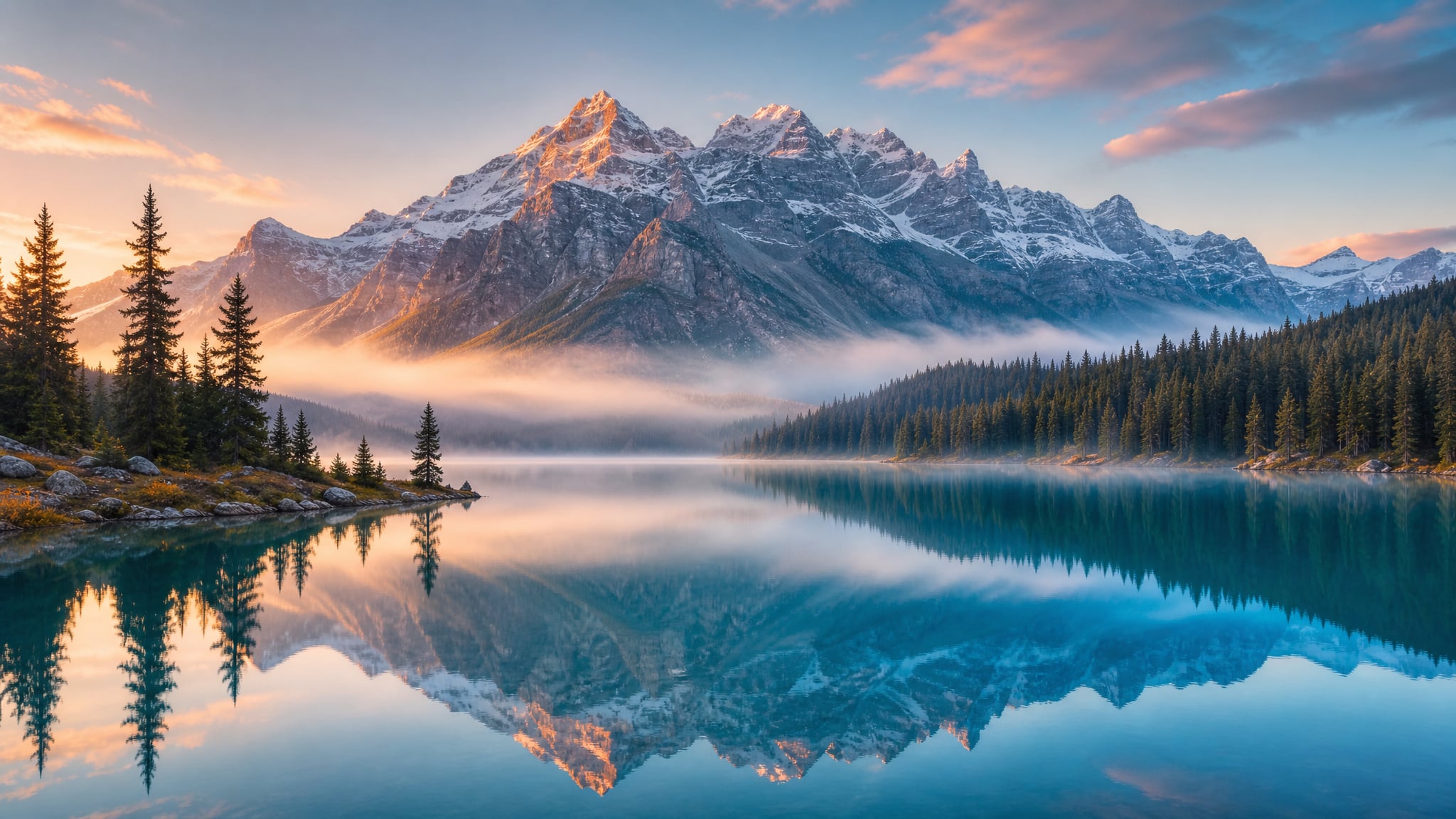 Pristine Alpine Lake Landscape