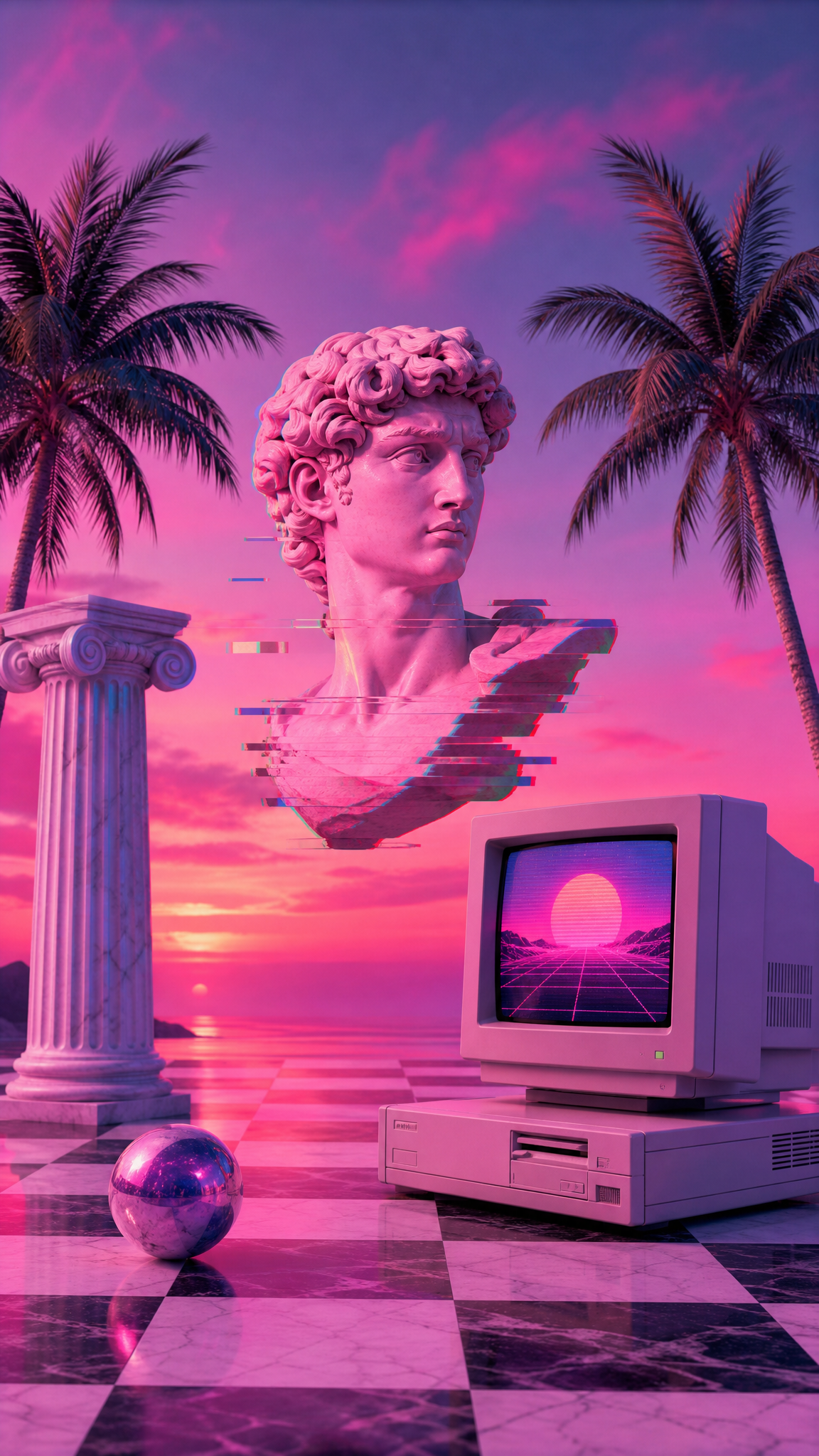 Vaporwave Roman Greek Pastel Pink Classical
