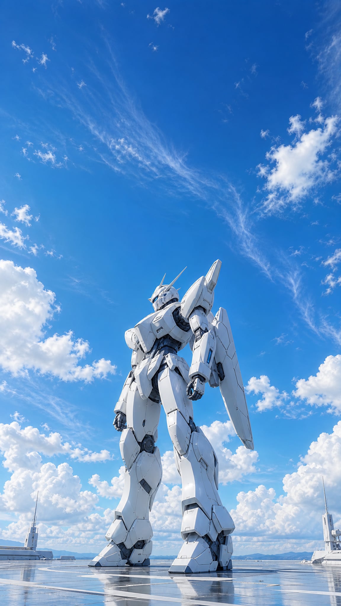 Mecha Sleek White Humanoid Standing Tall 100