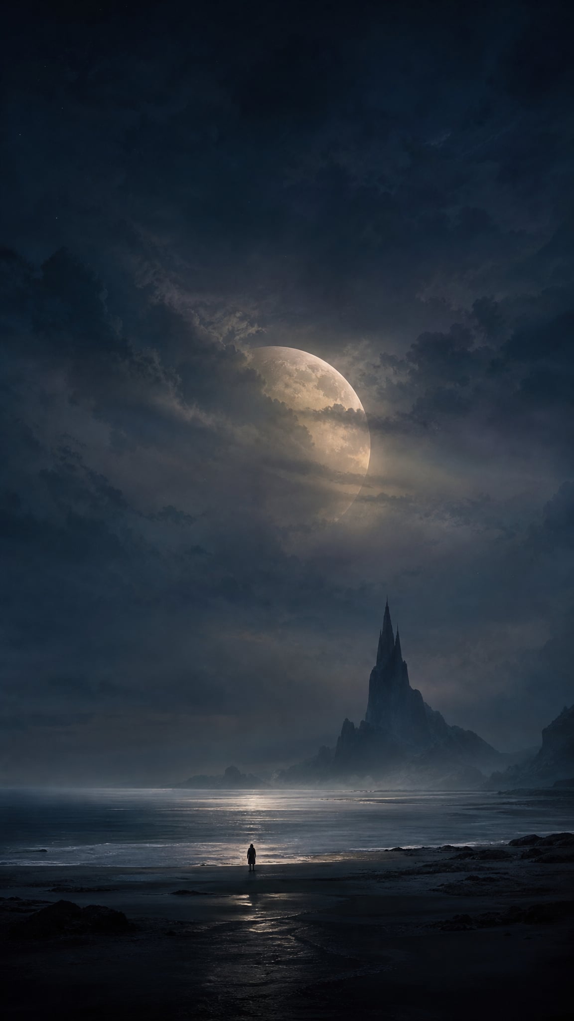 Dark Fantasy wallpaper: Surrealist Dark Fantasy Landscape Moon Night Dark Fantasy