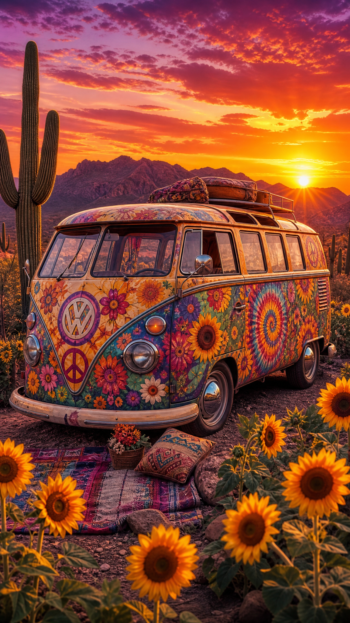 Hippie Volkswagen Camper Van Wallpaper