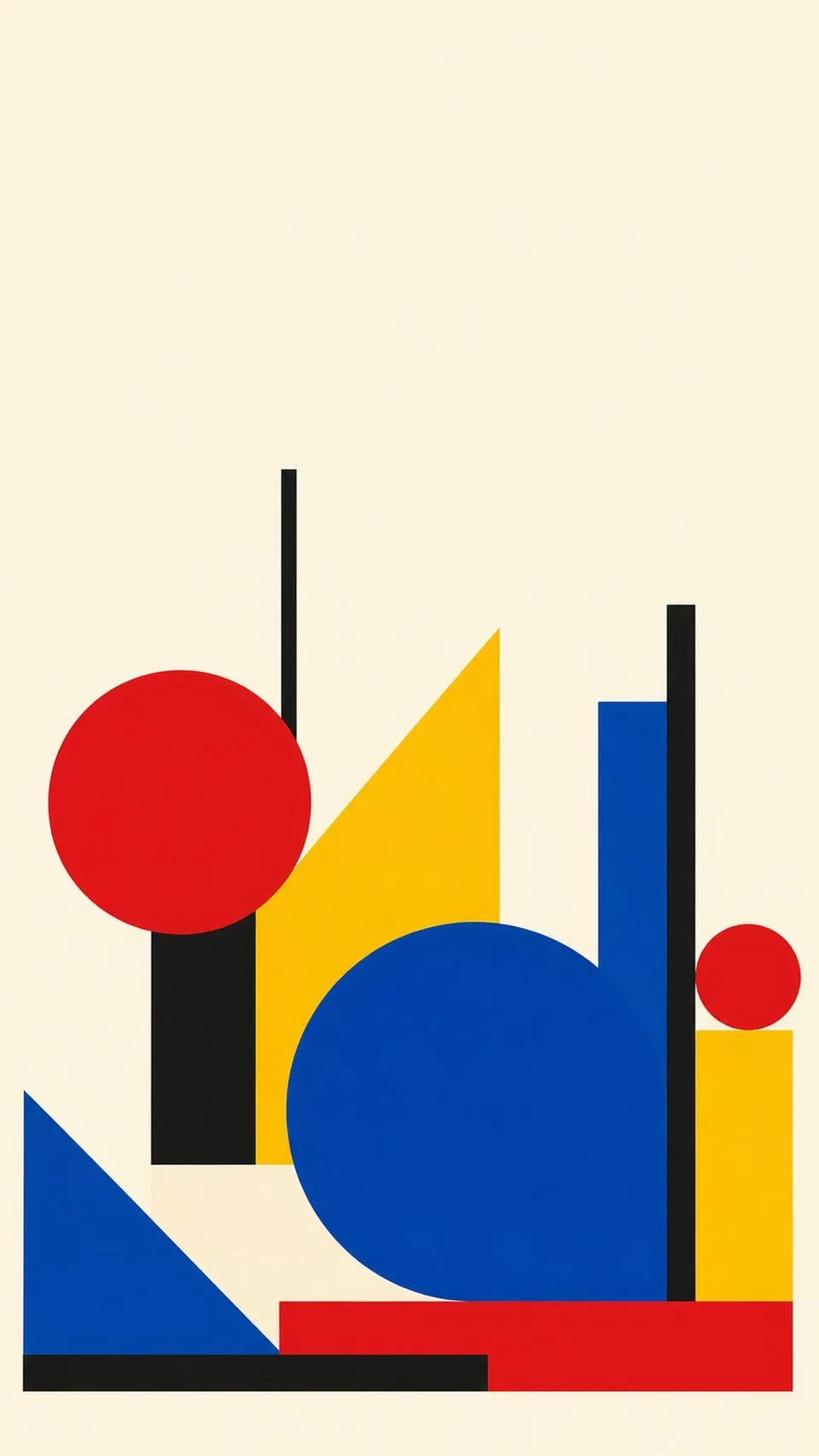Geometric Bauhaus Inspired Arrangement Bold Circles Triangles 060 - for wall decoration | AI Wallpaper