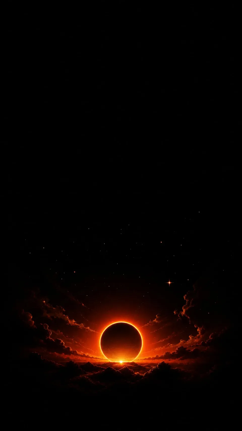 Celestial Black Sunset Amoled Phone Amoled Black - for wall decoration | AI Wallpaper