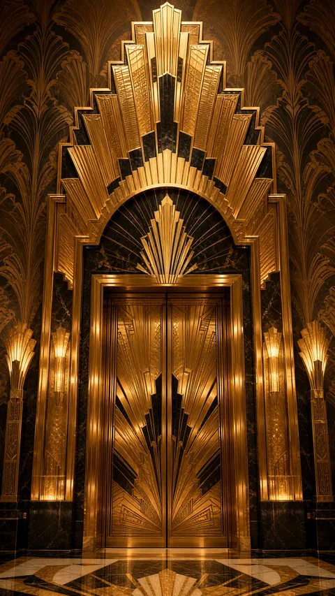 Art Deco Chevron Ornate Amber