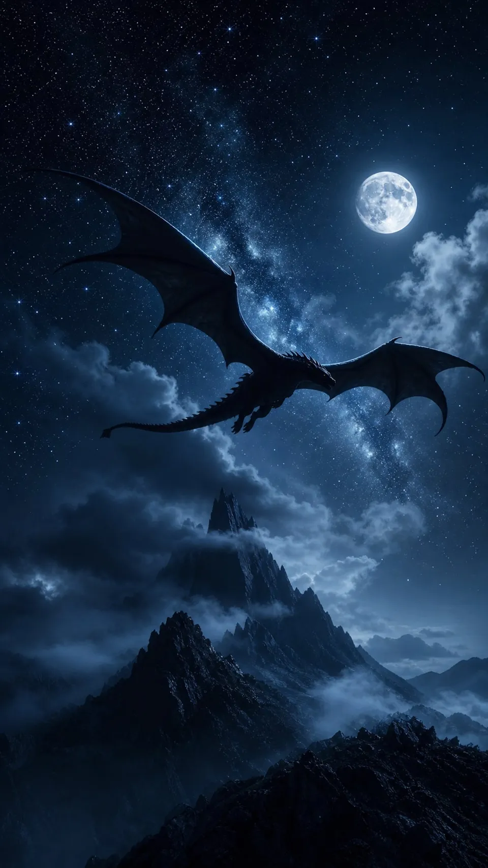 Cinematic Dark Fantasy Dragon Dark Fantasy - for wall decoration | AI Wallpaper