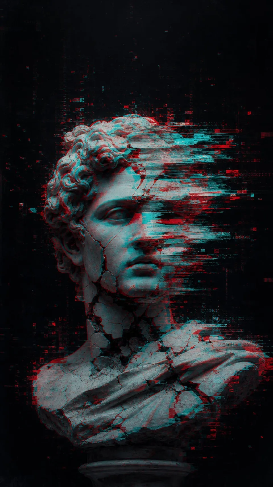 Glitch Classical Marble Bust Fracturing Rgb Split 061 - for online marketing | AI Wallpaper