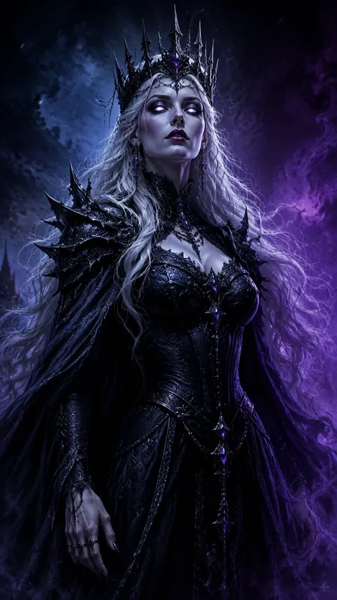 Fantasy Detailed Dark Queen Long Pale