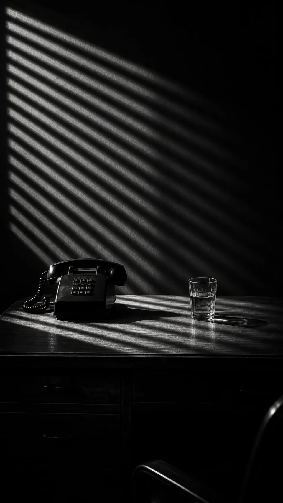 Noir Dramatic Venetian Blind Shadow Stripes Falling 111 - for wall decoration | AI Wallpaper