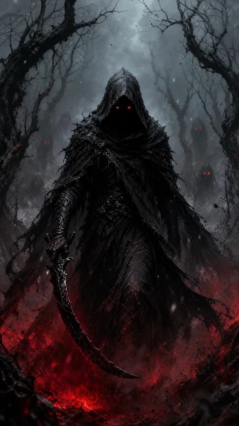 Dark Fantasy Figure Black Cloak Obsidian Blade