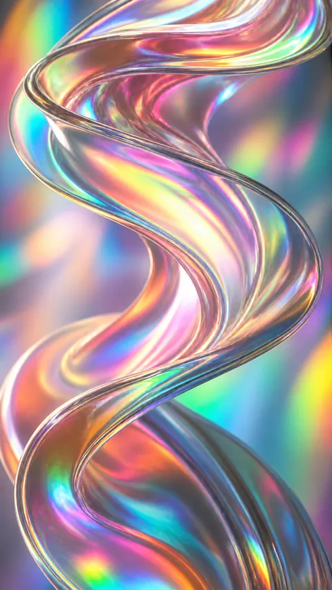 Holographic Flowing Iridescent Chrome Ribbon Every