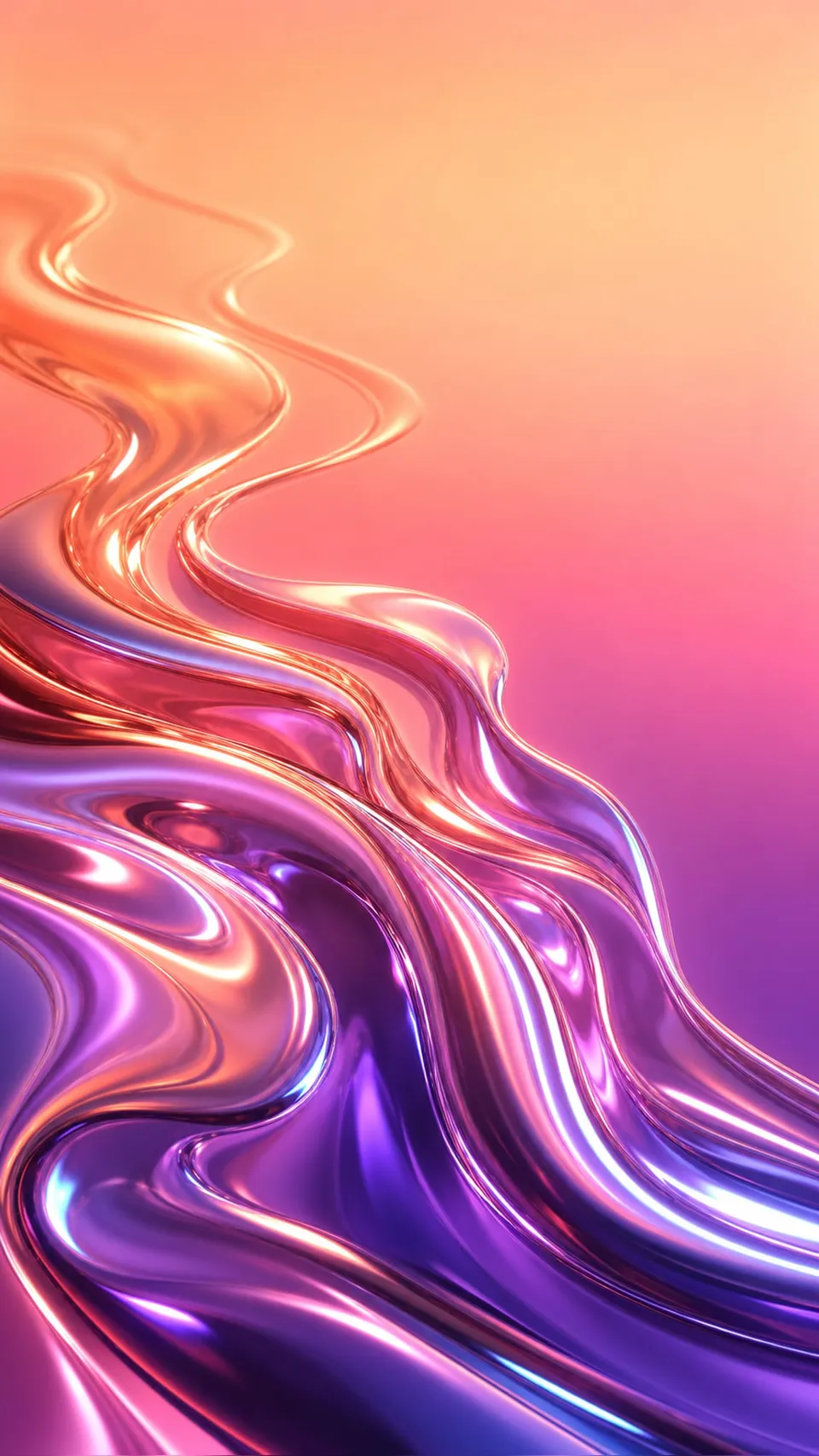 Gradient Flowing Liquid Mercury Ribbons Blending Warm 070 - for wall decoration | AI Wallpaper