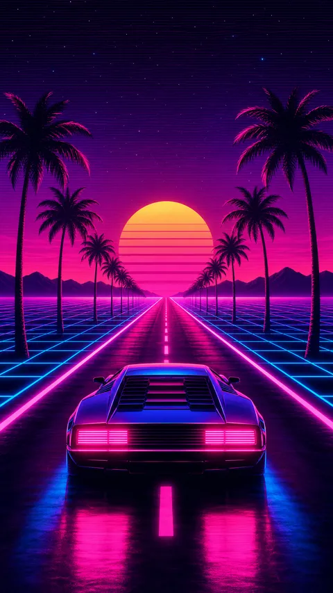 Synthwave Grid Horizon Stretching Setting
