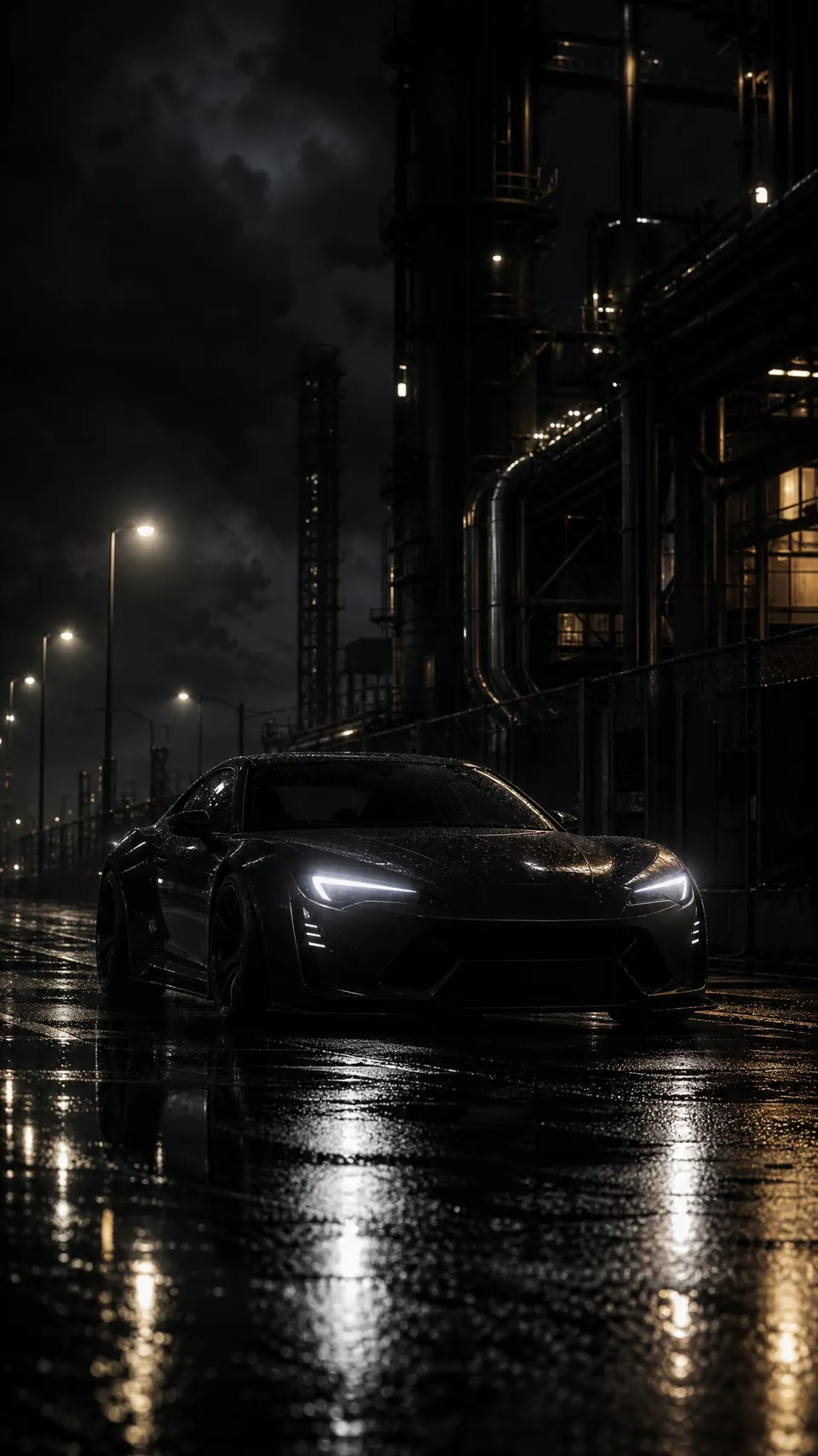 Noir Industrial Cinematic Car - for wall decoration | AI Wallpaper