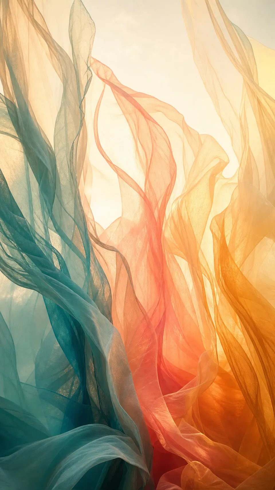 Gradient Layered Translucent Silk Veils Suspended 071 - for wall decoration | AI Wallpaper