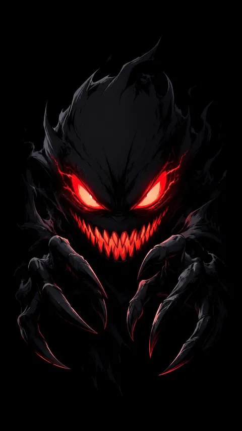 Cartoon Menacing Dark Monster Red Eyes
