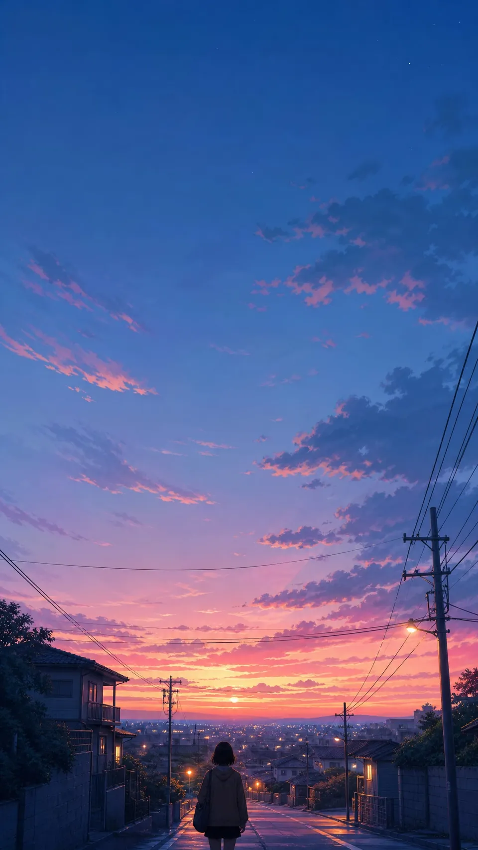 Original Anime Sky Street Phone Anime - for wall decoration | AI Wallpaper