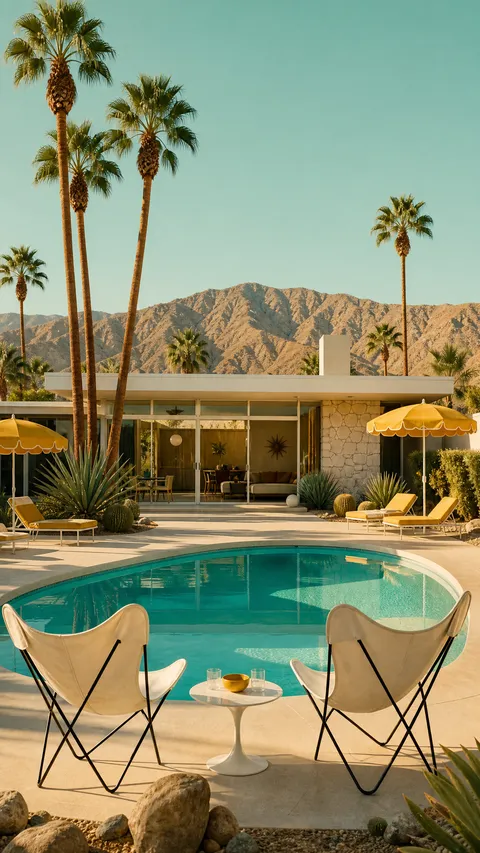 Mid Century Modern Palm Butterfly Villa