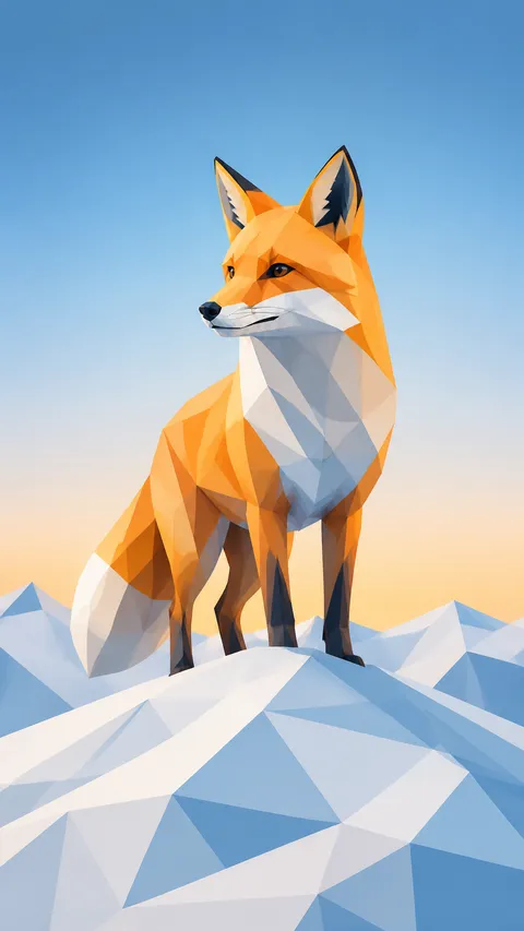 Low Poly Fox Snowy Hill Every Form
