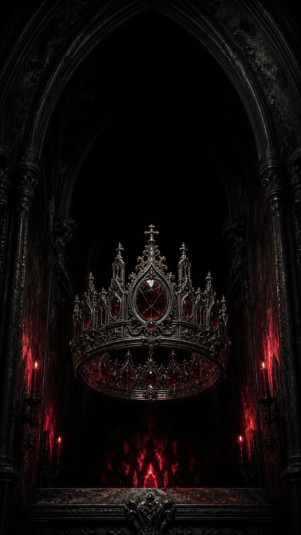 Gothic Reliquary Crown Suspended Black Chapel 066 - for wall decoration | AI Wallpaper
