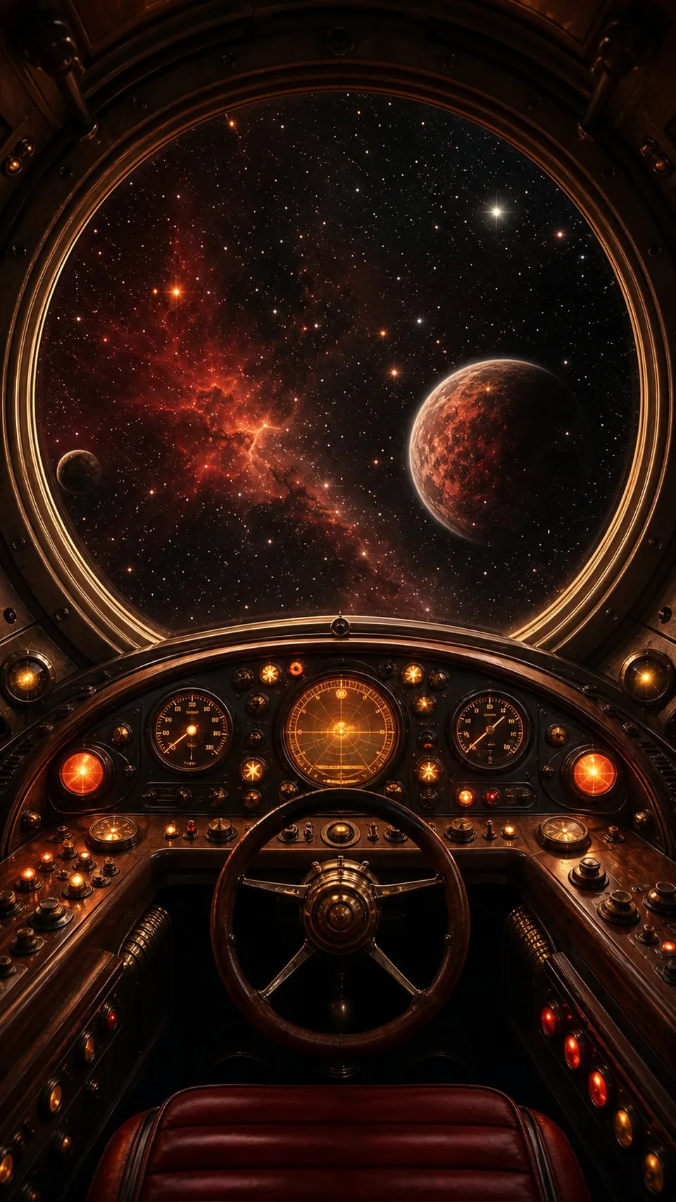 Retro Futurism Retro Futuristic Vintage Spaceship Dashboard Analog 122 - for wall decoration | AI Wallpaper