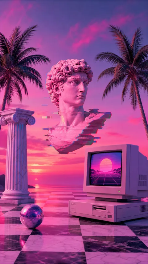 Vaporwave Roman Greek Pastel Pink Classical