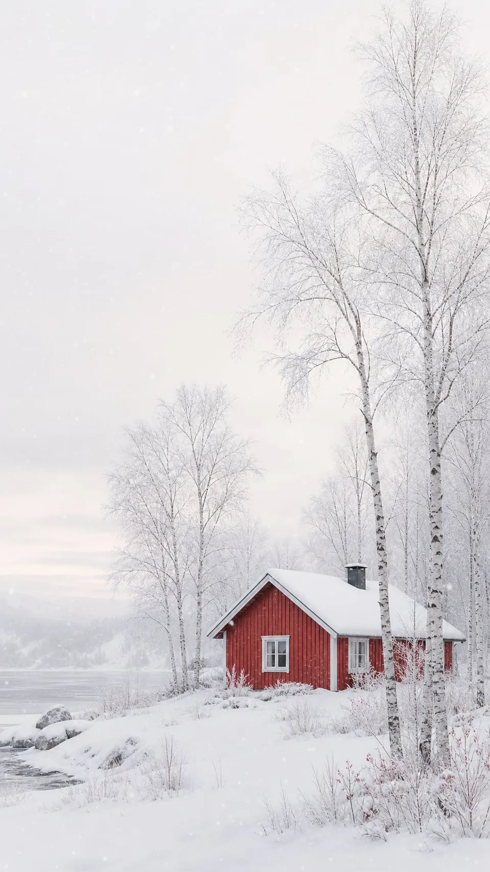 Scandinavian Serene Scene Lone Cabin Among 129 - for wall decoration | AI Wallpaper