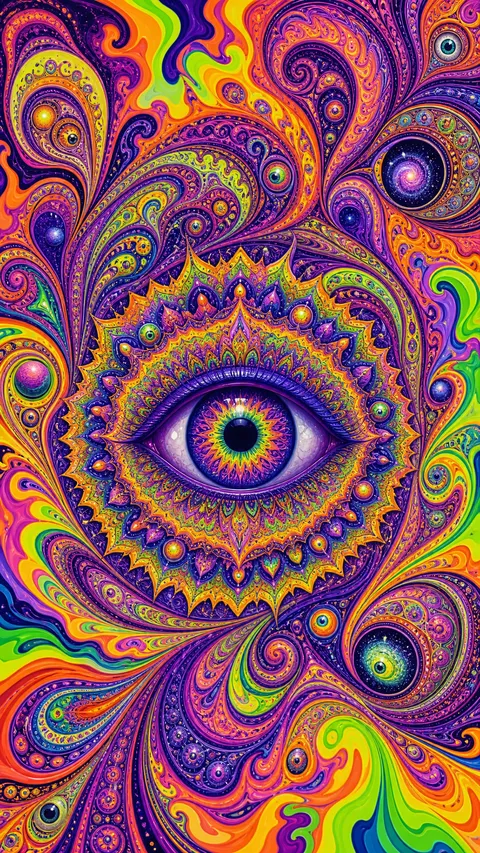 Psychedelic Swirling Vortex of Paisley Patterns