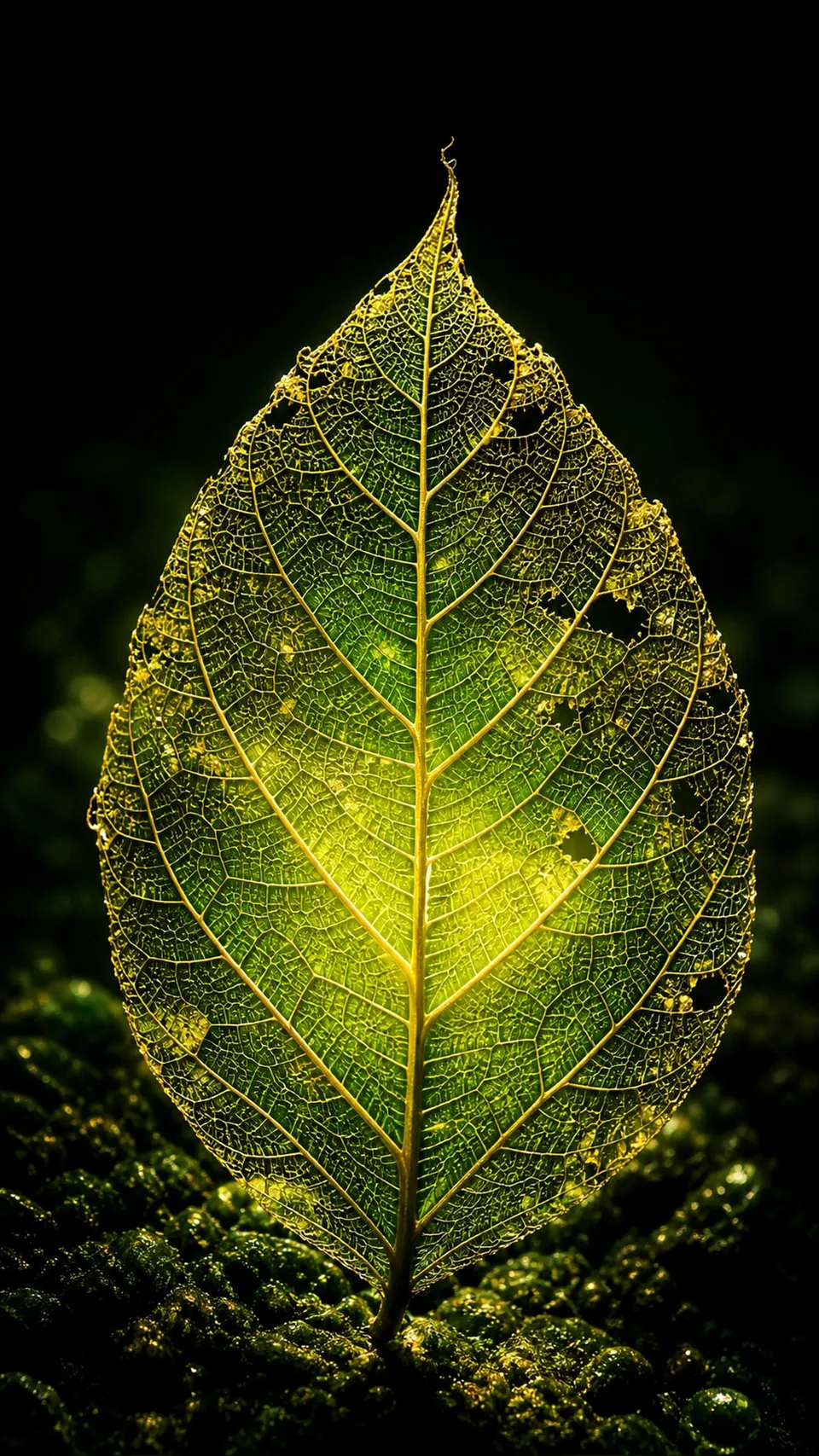 Nature Inspired Translucent Leaf Skeleton Backlight Intricate 108 - for wall decoration | AI Wallpaper