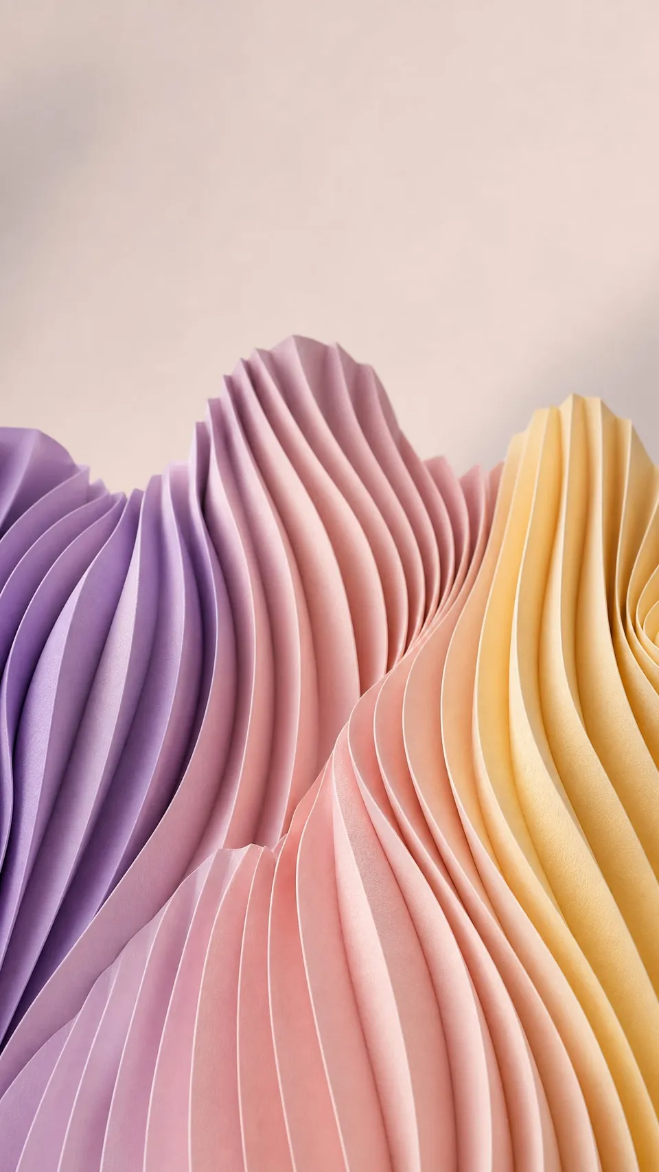 Gradient Undulating Pleated Paper Sculpture Matte 073 - for wall decoration | AI Wallpaper